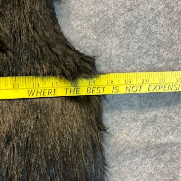 CALVIN KLEIN Women’s Faux Fur Sweater Vest Buckle Front Black Sz Small festival - Picture 8 of 15